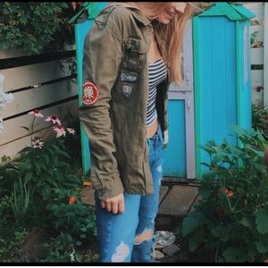 Superdry military green long sleeve army canvas